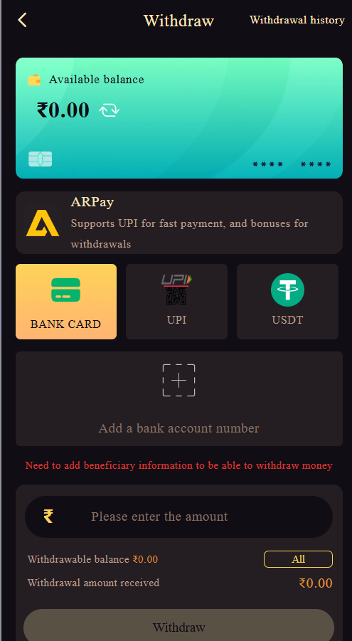 Raxi Win Login - Deposit System