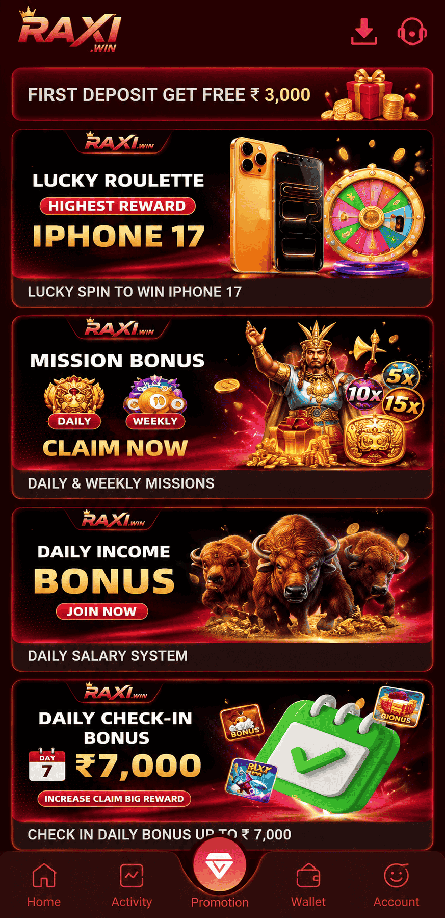 raxiwin bonus page